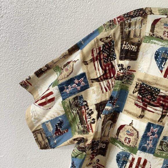 Bit & Bridle Cottagecore Americana Western Country Cowgirl Rodeo Button Down Top - Picture 3 of 12